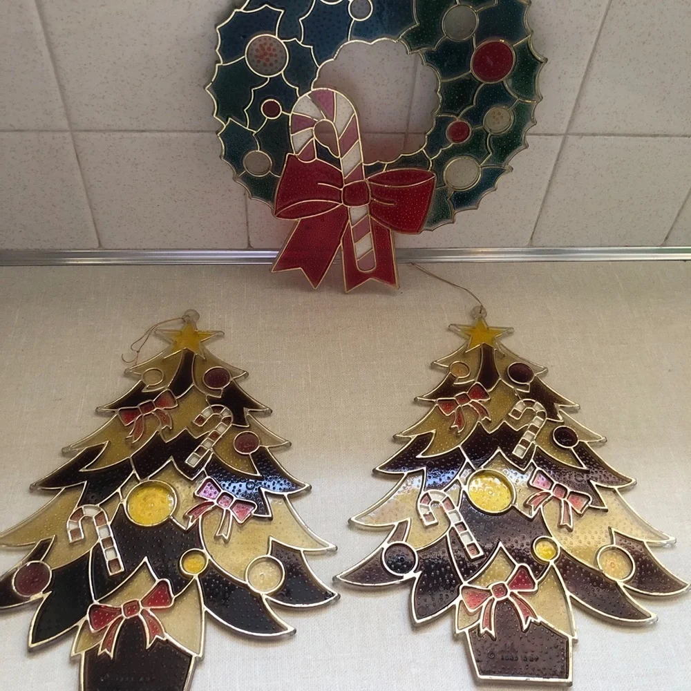 Vintage SNP 1985 Christmas Hanging Decorations Lot (3)‎ Wreath trees